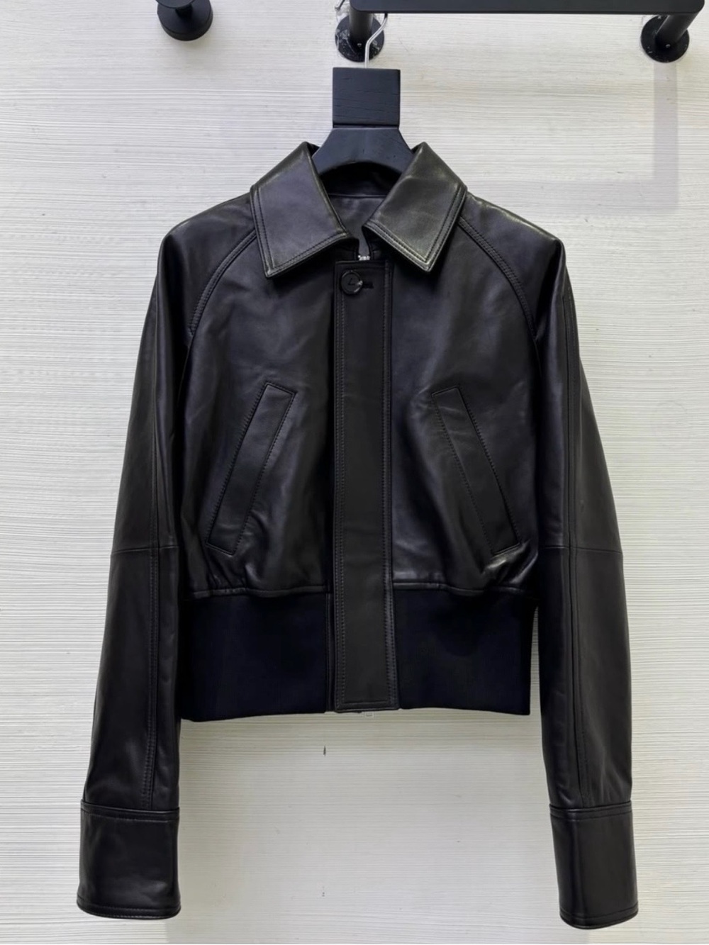 Bottega Veneta ,Black Leather Bomber Jacket